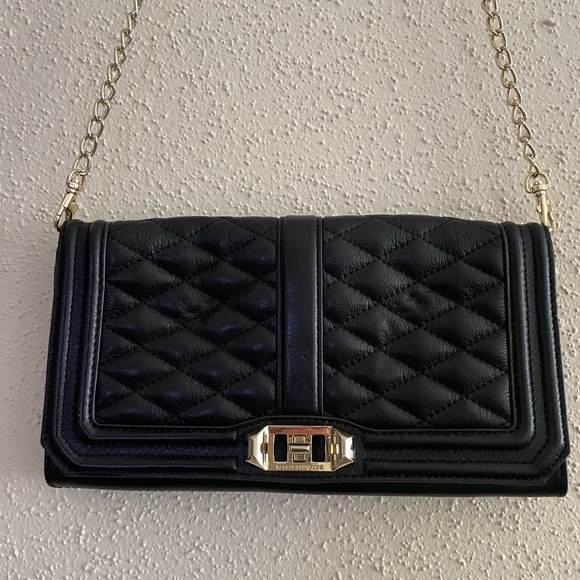 Rebecca Minkoff Black Leather Quilted Chain Strap Shoulder/Crossbody Bag - Picture 7 of 16